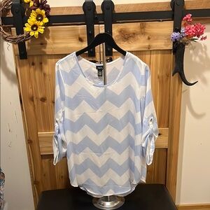 Rue21 Sky Blue and White Chevron Blouse
